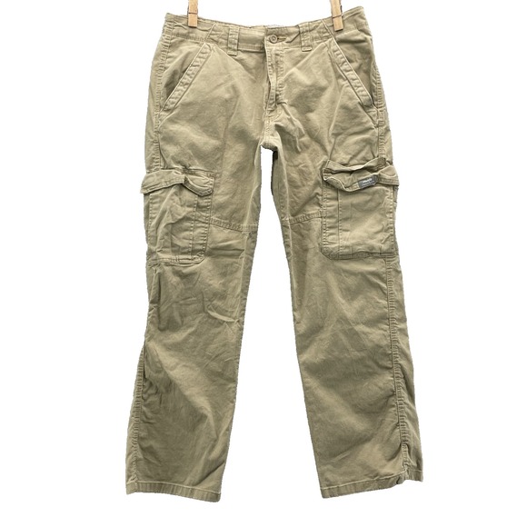 Wrangler Cargo Pants Mens 33x29* Khaki Utility Workwear Rodeo Outdoor Skater 90s - Picture 1 of 12